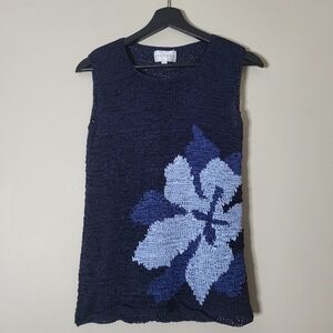 SPANNER Navy and Light Blue Floral Tank Top